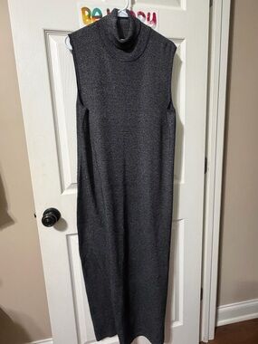 Sleeveless Mock Neck Maxi Dress — Charcoal